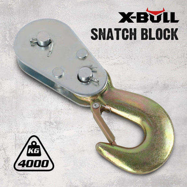 Buy X-BULL 4Ton Snatch Block Pulley Hook Wire Rope Hoist For 4WD ATV UTV Off Road discounted | Products On Sale Australia