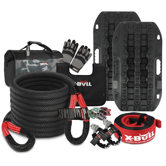 Buy X-BULL 4WD Recovery Kit 15PCS Winch Recovery track Kinetic Rope Snatch Strap 4X4 discounted | Products On Sale Australia