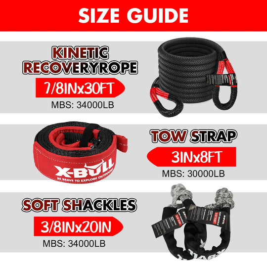 Buy X-BULL 4WD Recovery Kit 15PCS Winch Recovery track Kinetic Rope Snatch Strap 4X4 discounted | Products On Sale Australia