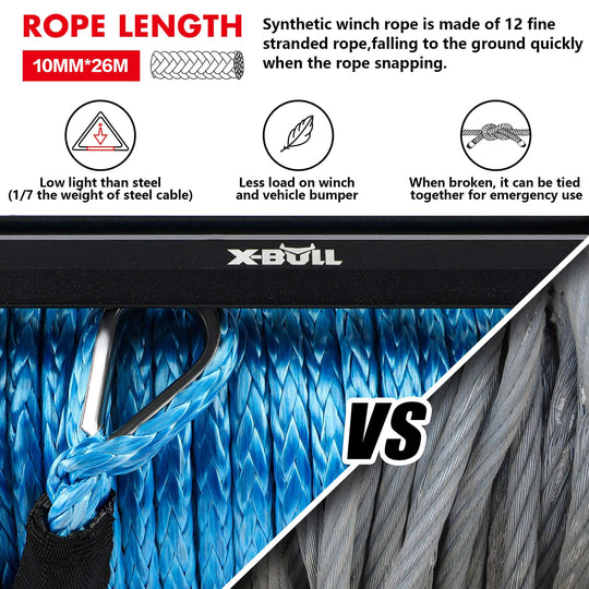 Buy X-BULL 4x4 Electric Winch 12V 12000LBS synthetic rope 4WD Car with winch mounting plate discounted | Products On Sale Australia