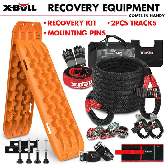 Buy X-BULL 4X4 Recovery Kit Kinetic Recovery Rope Snatch Strap / 2PCS Recovery Tracks 4WD Mounting Pins Gen3.0 discounted | Products On Sale Australia