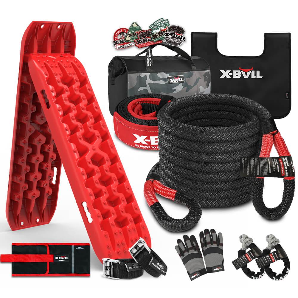 Buy X-BULL 4X4 Recovery Kit Kinetic Recovery Rope Snatch Strap/ soft shackle/ 2PCS Recovery Tracks 4WD Gen3.0 Red discounted | Products On Sale Australia