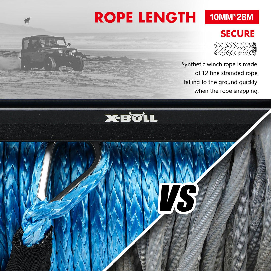 Buy X-BULL Electric Winch 12V 12000LBS/5454kg 26M Synthetic Rope Wireless Remote 4WD 4X4 discounted | Products On Sale Australia