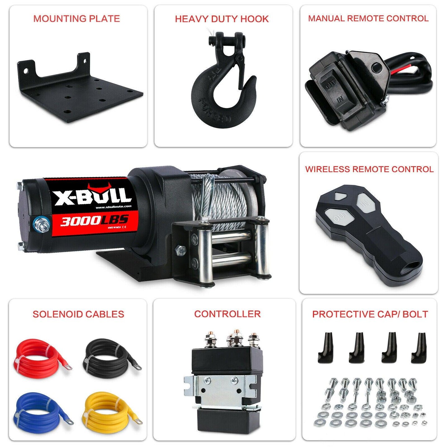 Buy X-BULL Electric Winch 3000LBS 12V Steel Cable Wireless Remote ATV UTV 4WD BOAT 20 Units discounted | Products On Sale Australia