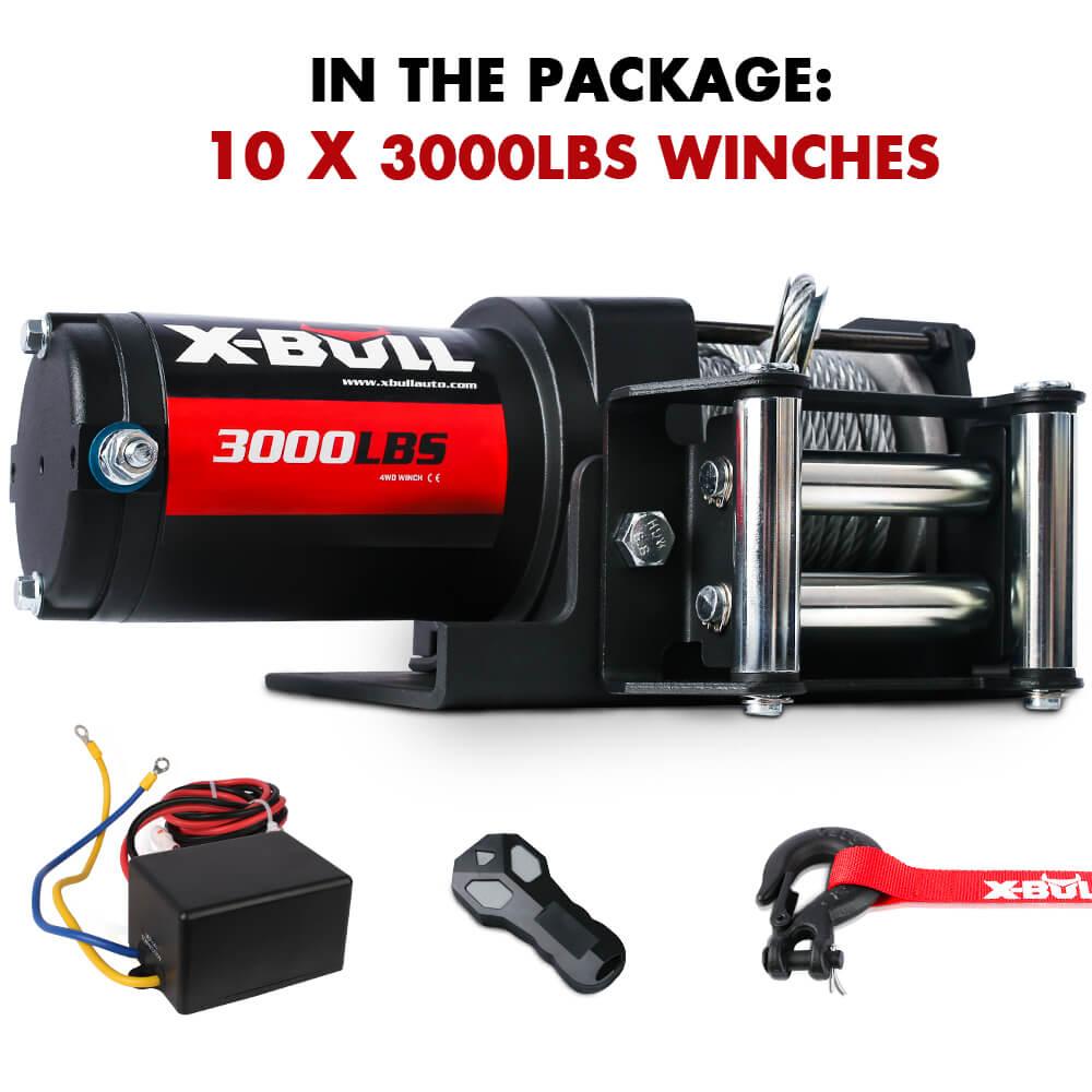 Buy X-BULL Electric Winch 3000LBS Steel Wire Cable 12V Boat ATV 4WD Winch Trailer 10 Units discounted | Products On Sale Australia