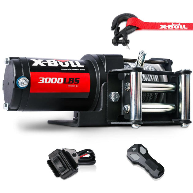 Buy X-BULL Electric Winch 3000lbs/1360kg Wireless 12V Steel Cable ATV 4WD BOAT 4X4 discounted | Products On Sale Australia