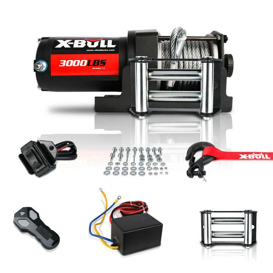 Buy X-BULL Electric Winch 3000lbs/1360kg Wireless 12V Steel Cable ATV 4WD BOAT 4X4 discounted | Products On Sale Australia