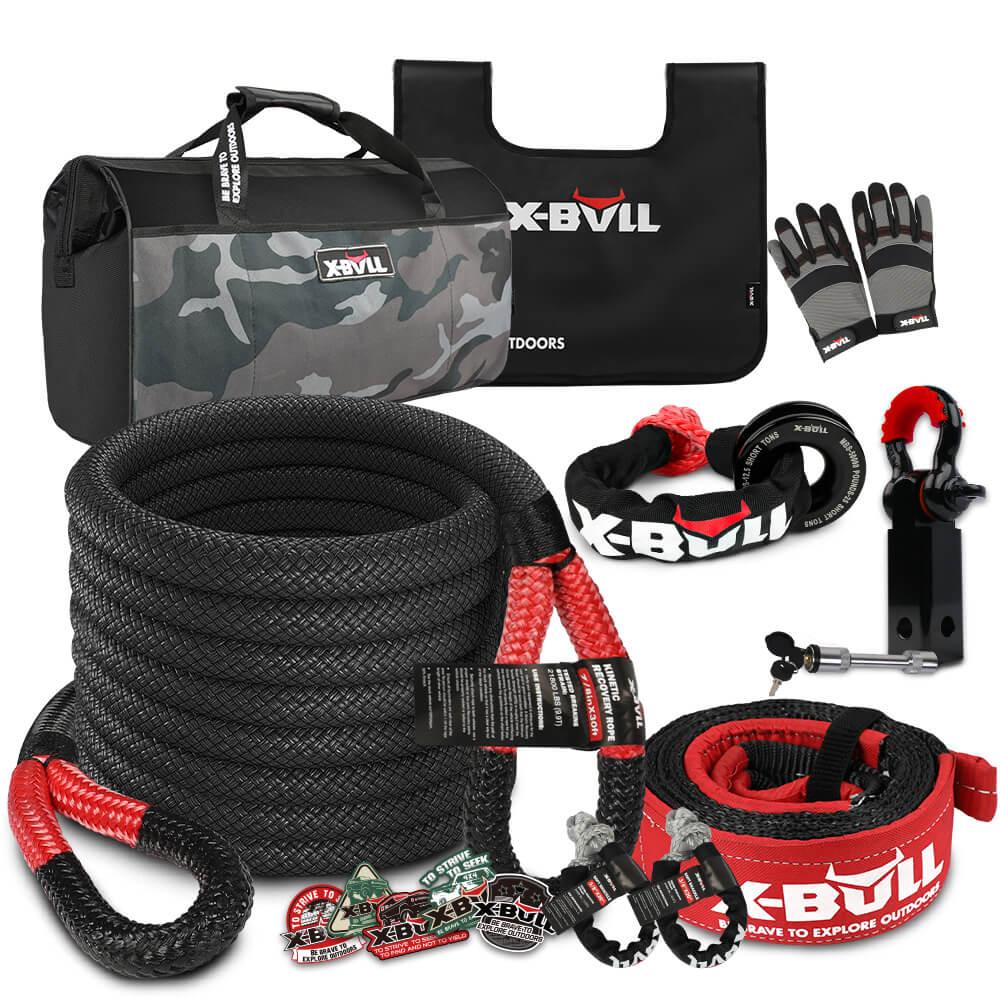 Buy X-BULL Kinetic Recovery Rope kit Snatch Strap Soft Shackles Hitch receiver 4WD 4X4 discounted | Products On Sale Australia