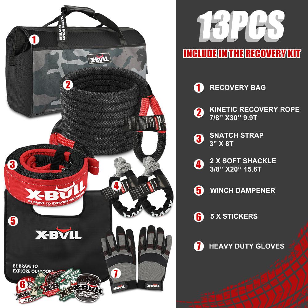 Buy X-BULL Kinetic Recovery Rope kit Snatch Strap Soft Shackles Hitch receiver 4WD 4X4 discounted | Products On Sale Australia