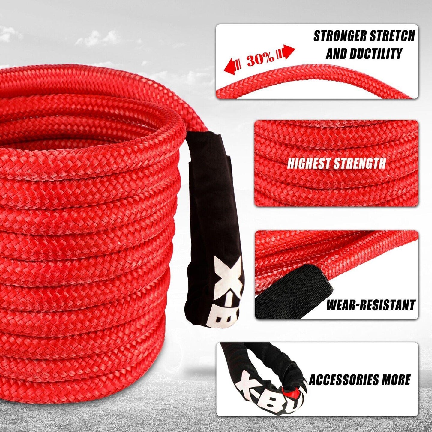 Buy X-BULL Kinetic Rope 22mm x 9m Snatch Strap Recovery Kit Dyneema Tow Winch discounted | Products On Sale Australia