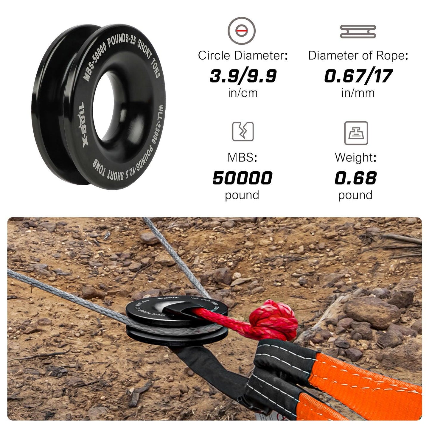 Buy X-BULL Recovery Ring Soft Shackle Kit Snatch Block Pulley Rope Snatch Ring 4WD discounted | Products On Sale Australia