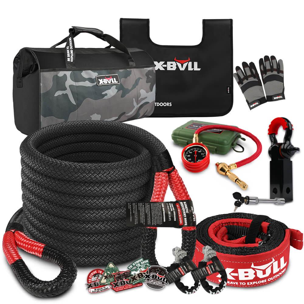 Buy X-BULL Recovery Rope kit Snatch Strap Soft Shackles Hitch receiver Kinetic Tire Deflator discounted | Products On Sale Australia