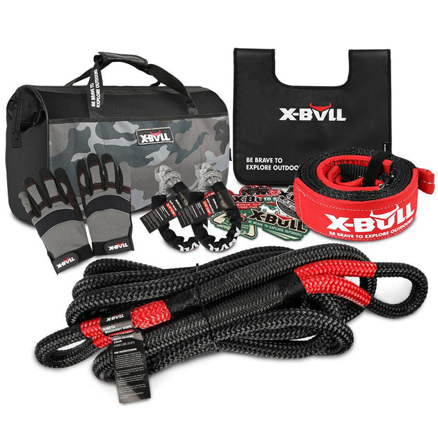 Buy X-BULL Recovery Rope kit Snatch Strap Soft Shackles Hitch receiver Kinetic Tire Deflator discounted | Products On Sale Australia