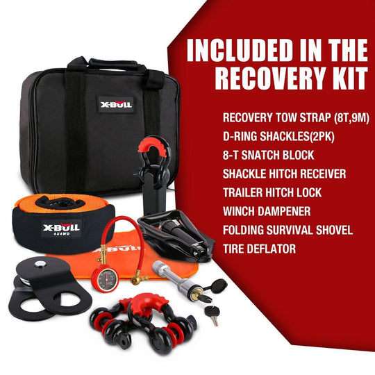 Buy X-BULL Winch Recovery Kit 13PCS Recovery tracks /Snatch Strap Off Road 4X4 discounted | Products On Sale Australia