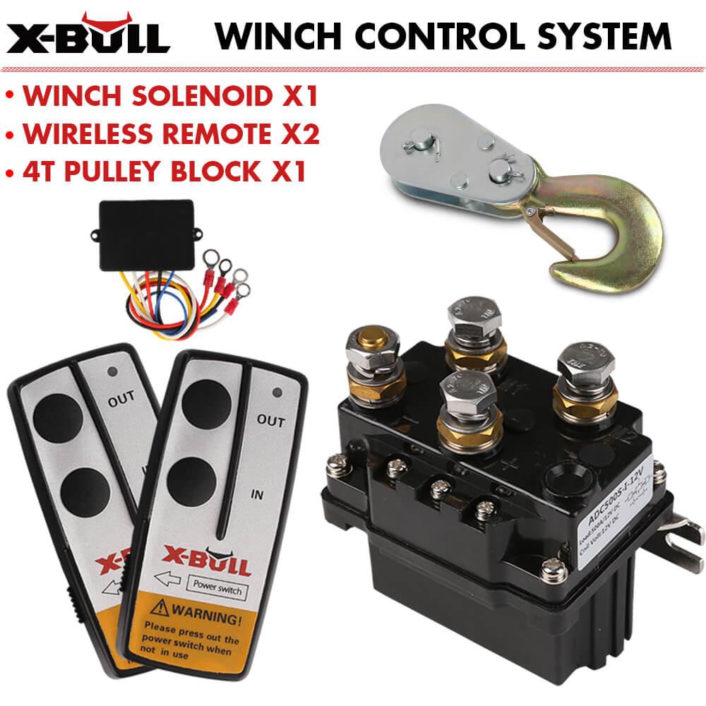 Buy X-BULL Winch Solenoid Relay 12V 500A Winch Controller Twin Wireless Remote 4T Block Pulley discounted | Products On Sale Australia