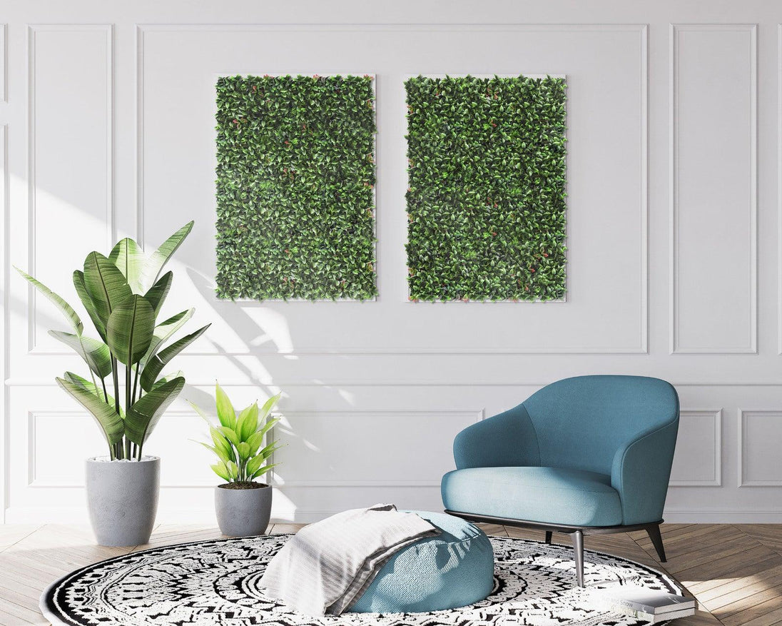 Buy YES4HOMES 4 x Garden Vertical Wall Hanging Artificial Plants Interlocking Tile Hedge Green UV 50x50cm discounted | Products On Sale Australia