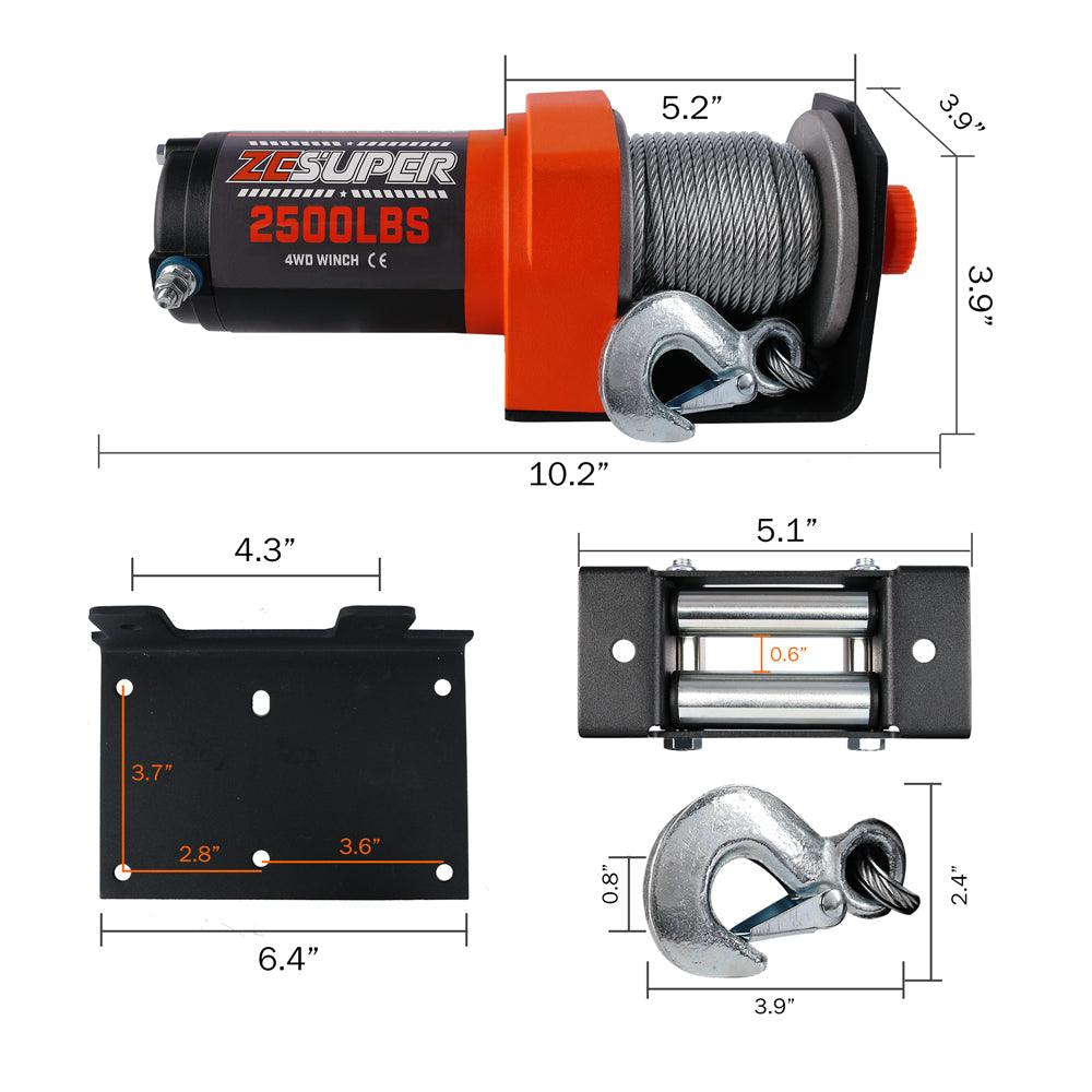 Buy ZESUPER Electric Winch 2500LBS/1134KG 12V 15.2M Steel Cable ATV UTV 4WD 4X4 Boat discounted | Products On Sale Australia